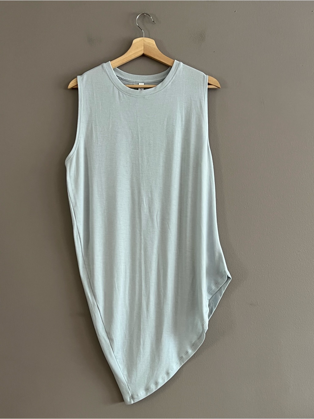 Athleta Restore Tank Top Cloudlight Modal Jersey Knit Light Blue L Asymmetric